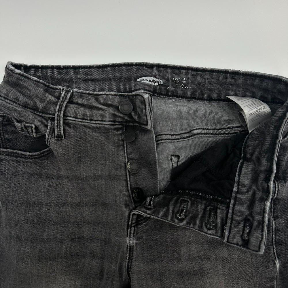 Old Navy Jeans Womens 2 Black Washed Denim High Rise Rock Skinny Raw Hem Stretch - Picture 5 of 10